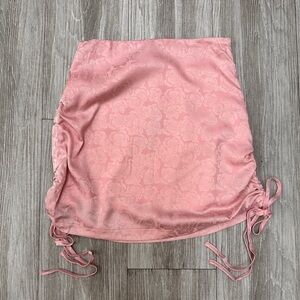 Lulu's Pink Satin Floral Mini Skirt